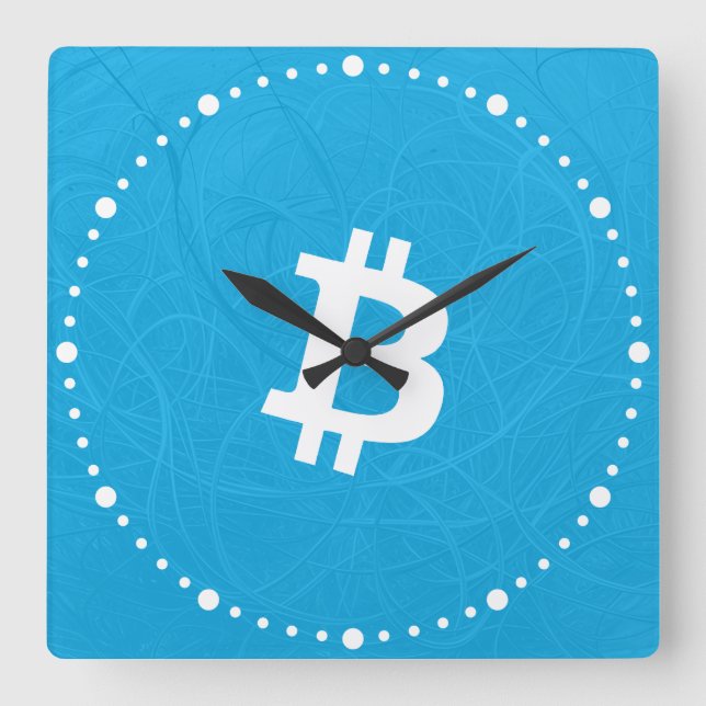 Bitcoin Neuron Blå Fyrkantig Klocka (Framsida)