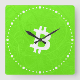 Bitcoin Neuron Grön Fyrkantig Klocka