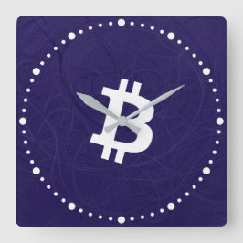 Bitcoin Neuron Mörkblå Fyrkantig Klocka