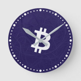 Bitcoin Neuron Mörkblå Rund Klocka