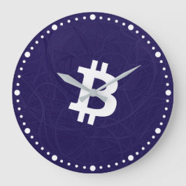 Bitcoin Neuron Mörkblå Stor Klocka