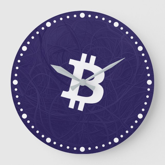 Bitcoin Neuron Mörkblå Stor Klocka (Framsida)