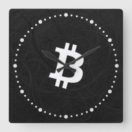 Bitcoin Neuron Svart Fyrkantig Klocka