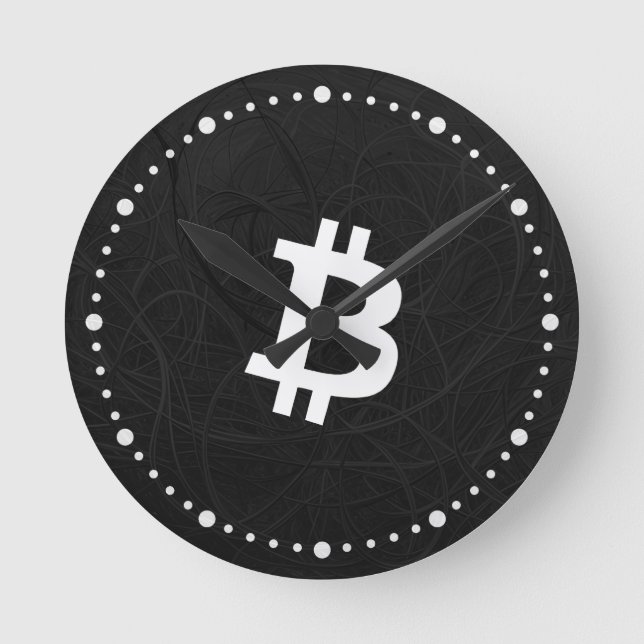 Bitcoin Neuron Svart Rund Klocka (Framsida)