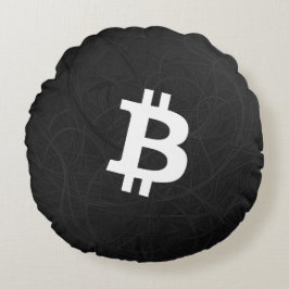 Bitcoin Neuron Svart Rund Kudde