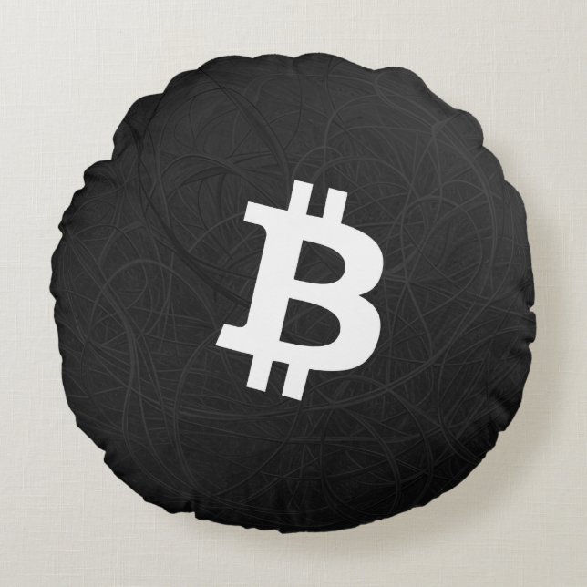 Bitcoin Neuron Svart Rund Kudde (Framsidan)