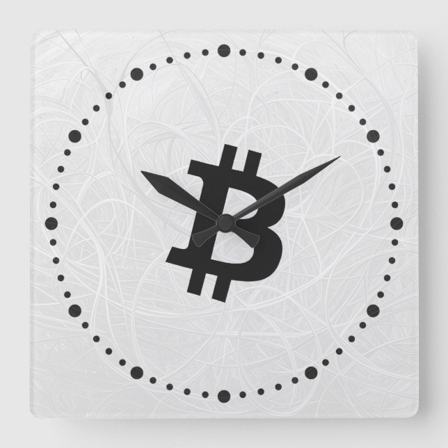 Bitcoin Neuron Vit Fyrkantig Klocka (Framsida)
