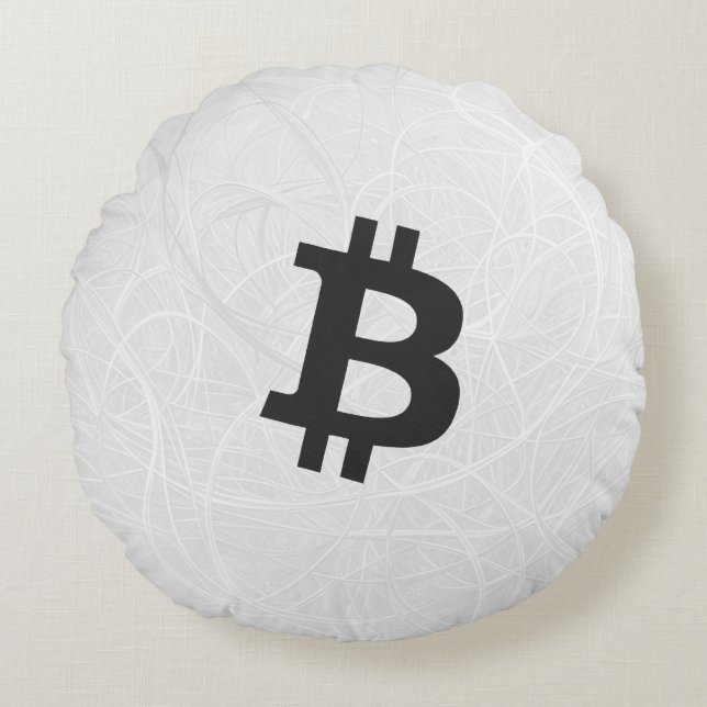 Bitcoin Neuron Vit Rund Kudde (Framsidan)