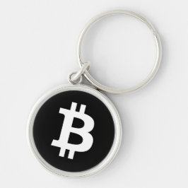 Bitcoin Nyckelringsetikett Rund Silverfärgad Nyckelring