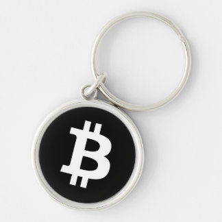 Bitcoin Nyckelringsetikett Rund Silverfärgad Nyckelring