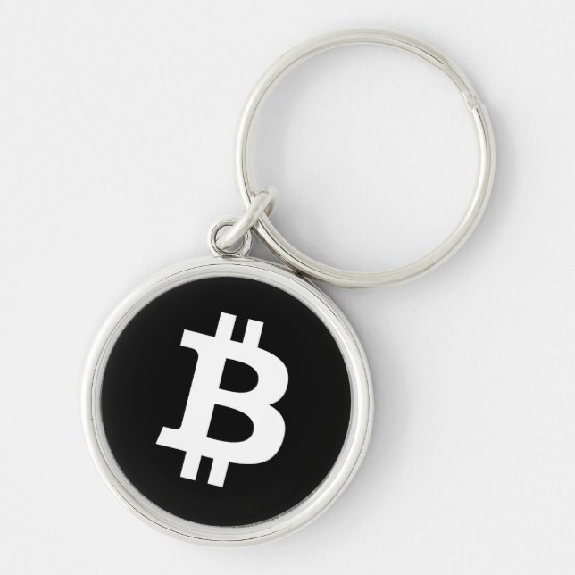 Bitcoin Nyckelringsetikett Rund Silverfärgad Nyckelring (Framsidan)