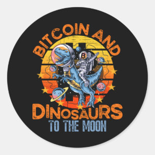 Bitcoin och dinosaurier till Måne Crypto Runt Klistermärke
