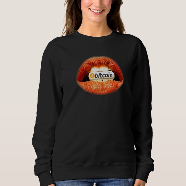 Bitcoin Orange Piller Läppar Krypto Valuta Investe T Shirt (Framsida)