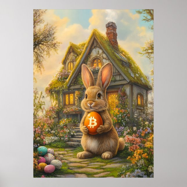 Bitcoin Påskägg Hodl Rabbit Hål Poster (Framsidan)