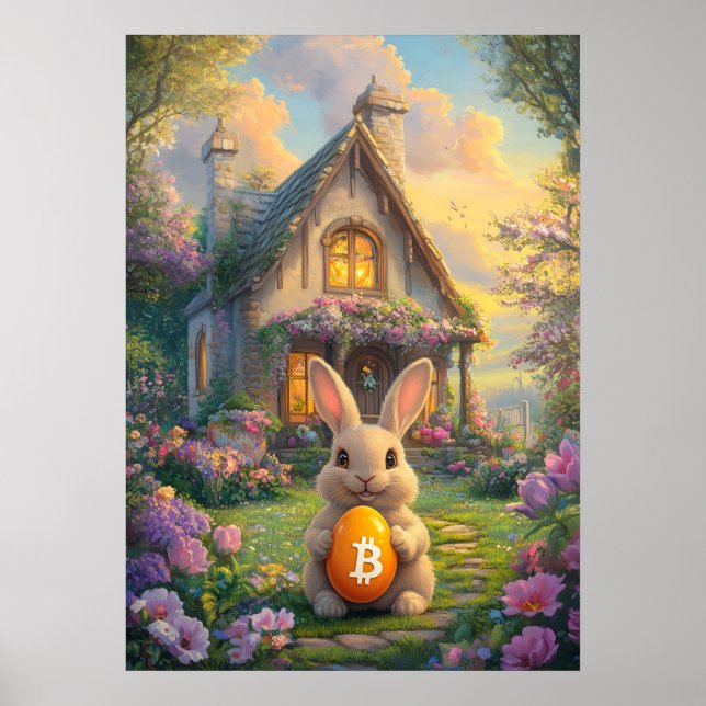 Bitcoin Påskhare Crypto Rabbit Hål Poster (Framsidan)
