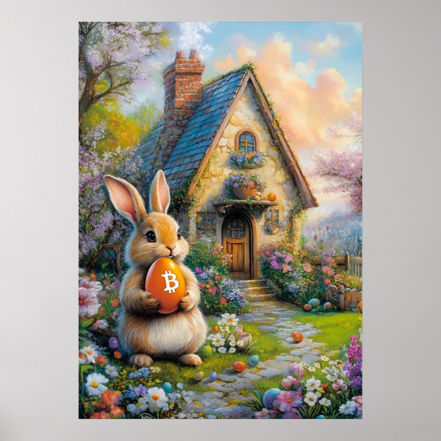 Bitcoin Påskhare Rabbit Hål Crypto BTC Poster (Framsidan)