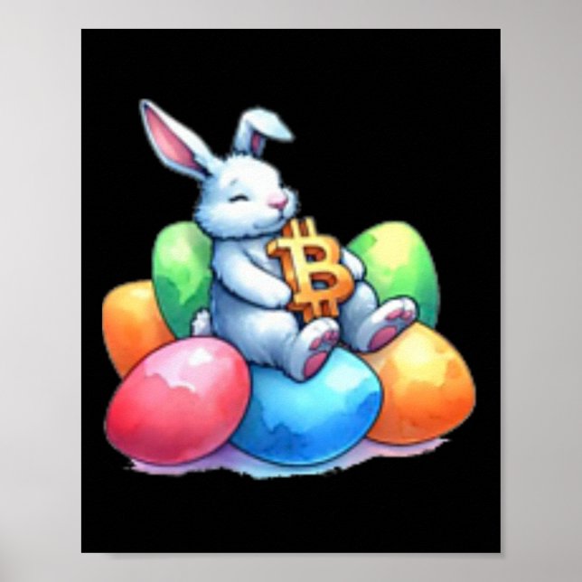 Bitcoin påskhare Små subtila ägg Liten vila Poster (Framsidan)