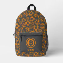 Bitcoin Patternated Orange and Grått Personlig