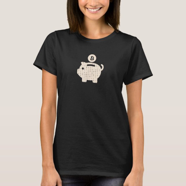 Bitcoin Piggy Bank Design for Crypto Currency Kärl T Shirt (Framsida)