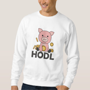 Bitcoin Piggy Bank Hodl Mynt hold Digital Lång Ärmad Tröja