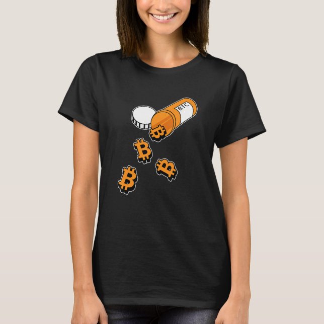 Bitcoin Pill Inspired BTC-receptrelaterad bit T Shirt (Framsida)