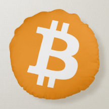 Bitcoin Pillow Simple Logotyp Design Round-Orange