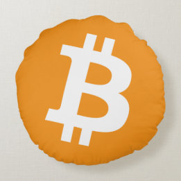 Bitcoin Pillow Simple Logotyp Design Round-Orange Rund Kudde