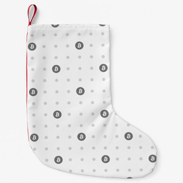 Bitcoin Polka Dots Christmas Stocking (Small) Liten Julstrumpa (Framsidan)