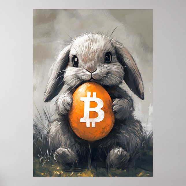 Bitcoin Rabbit Hål Crypto Bunny Poster (Framsidan)