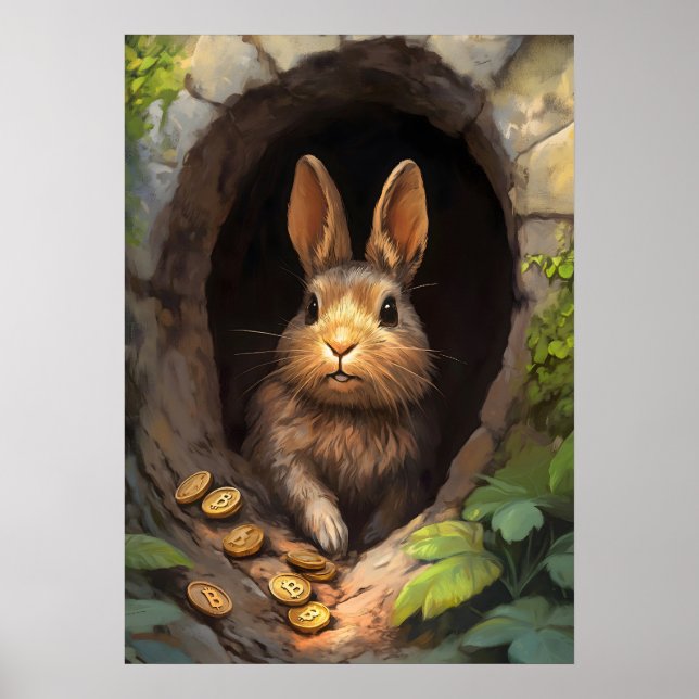 Bitcoin Rabbit Hål Crypto Poster (Framsidan)