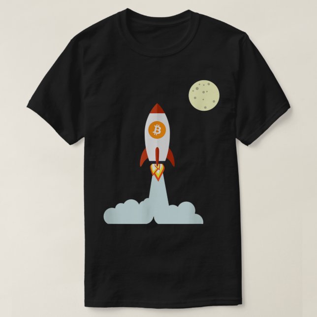 Bitcoin Raket Till Månen Design T Shirt (Design framsida)