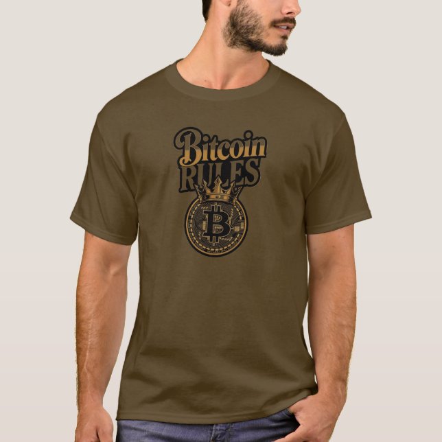 Bitcoin Regeln Kronad Kung Crypto T-Shirt (Framsida)