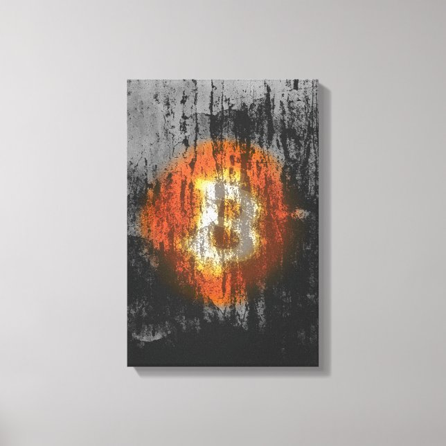 Bitcoin Resilient Art (på Black Wall HD) Canvastryck (Framsida)