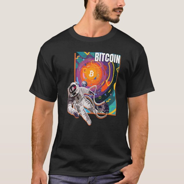 Bitcoin Retro Space 80 S Crypto Cryptocurrency Btc T Shirt (Framsida)