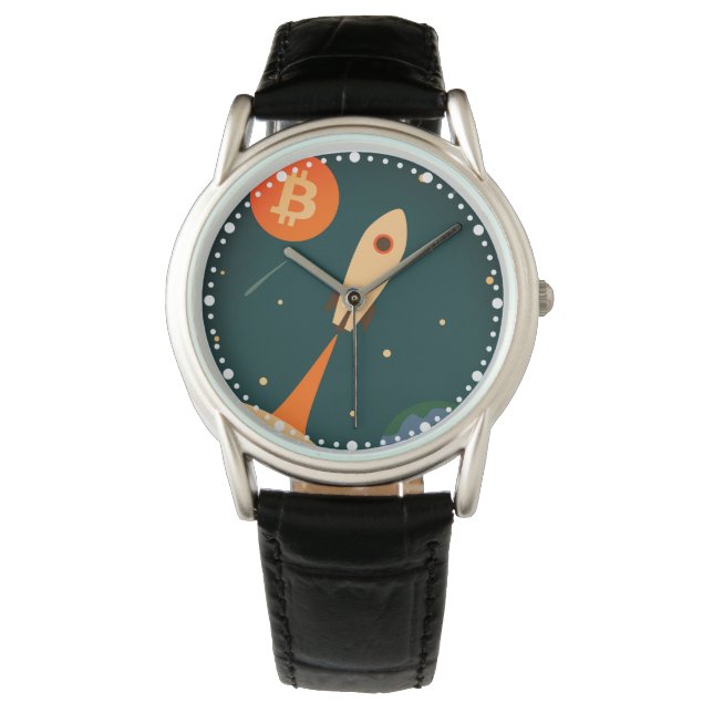 Bitcoin Rocket Armbandsur (Framsida)