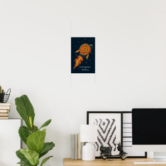 Bitcoin Rocket Crypto Art Print - to Måne! Poster
