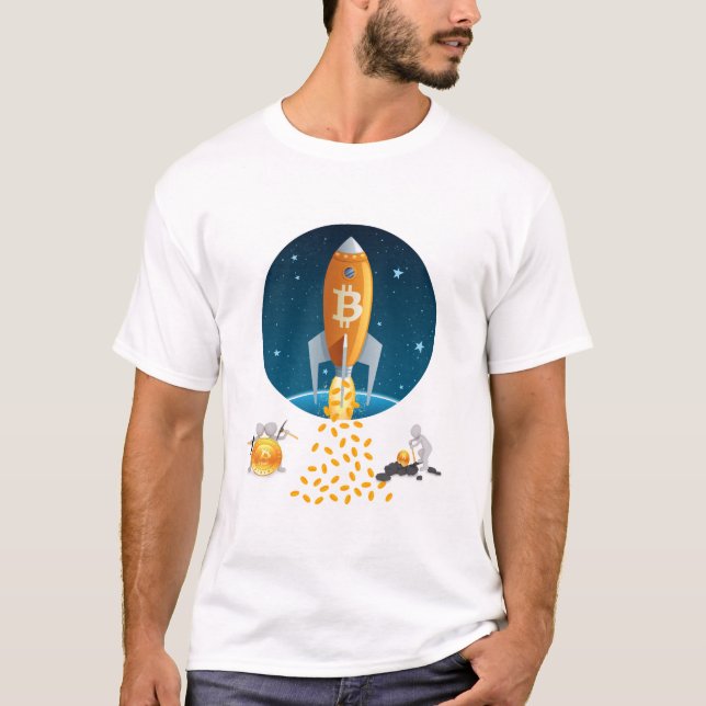 Bitcoin Rocket T Shirt (Framsida)