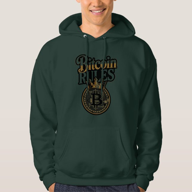Bitcoin Rules Crowned King Crypto Hoodie (Framsida)