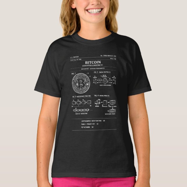 Bitcoin Schematisk: Kryptoflödesdiagram T Shirt (Framsida)