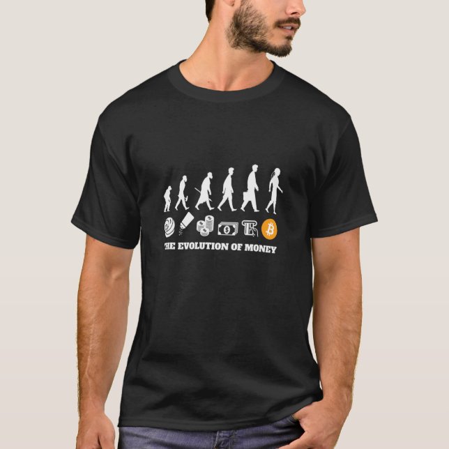 Bitcoin Shirt Evolution of Money Shirt Cryptocurre T Shirt (Framsida)