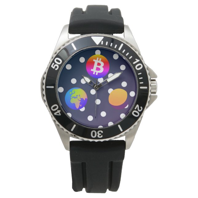 Bitcoin Solar Space Designer (färgfull) Watch Armbandsur (Framsida)