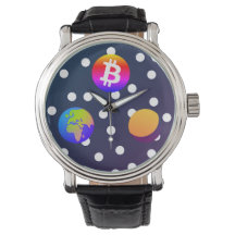 Bitcoin Solar Space Designer (färgfull) Watch