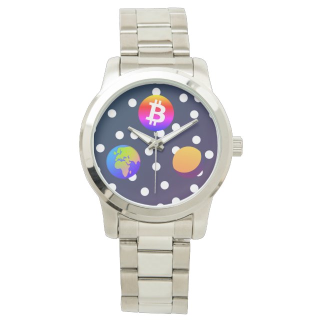 Bitcoin Solar Space Designer (färgfull) Watch Armbandsur (Framsida)