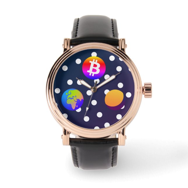 Bitcoin Solar Space Designer (färgfull) Watch Armbandsur (Framsida)