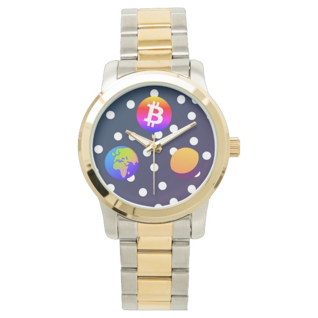 Bitcoin Solar Space Designer (färgfull) Watch Armbandsur (Framsida)
