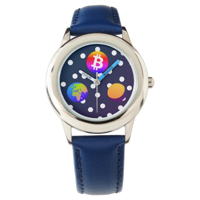Bitcoin Solar Space Designer (färgfull) Watch Armbandsur (Framsida)