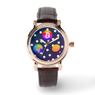 Bitcoin Solar Space Designer (färgfull) Watch Armbandsur