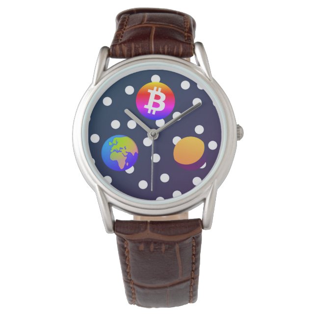 Bitcoin Solar Space Designer (färgfull) Watch Armbandsur (Framsida)