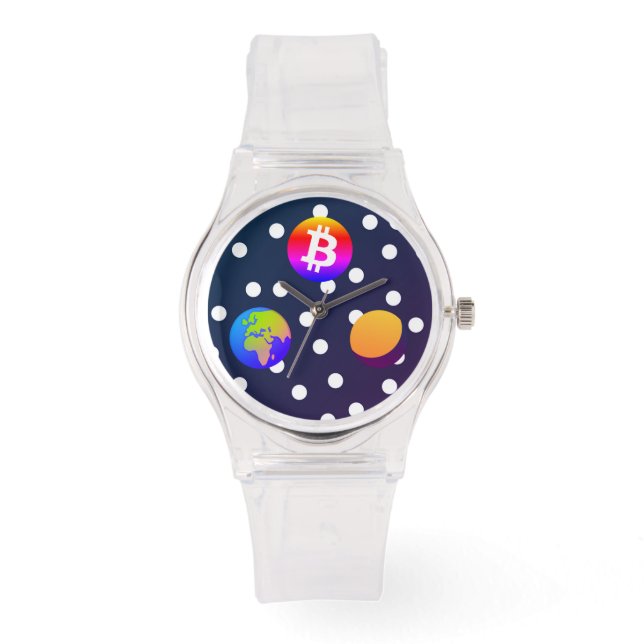 Bitcoin Solar Space Designer (färgfull) Watch Armbandsur (Framsida)
