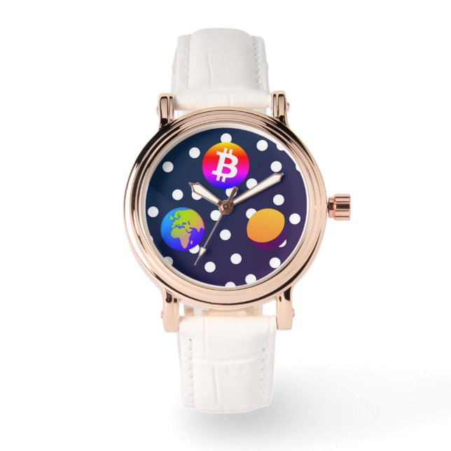 Bitcoin Solar Space Designer (färgfull) Watch Armbandsur (Framsida)
